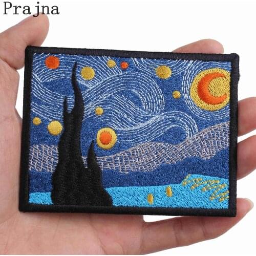Prajna Van Gogh Patch Stalker Stranger Things Patch Art Parches Ironing Embroidered Iron On Patches For Clothes Fabric Bag Patch