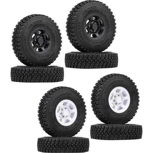 Heart Pattern Rubber Tyres Rubber Tires and Wheel Rims for Pajero CC01 CC02 LC70 LC80 D90 RC 1:10 Off-Road Racing Car Pack of 4