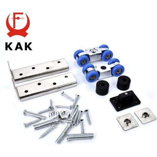 KAK Aluminum Alloy Sliding Door Rollers 50KG Bedroom Wood Door Hanging Wheels Meeting Room Wardrobe Door Roller Furniture Wheels