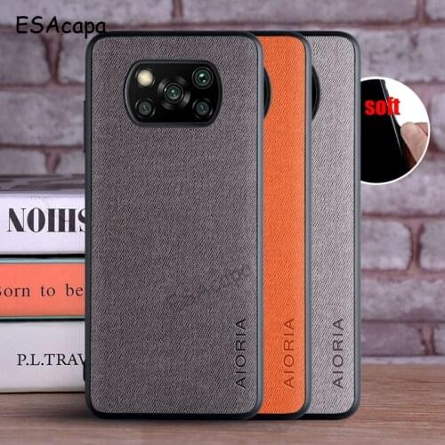 Luxury textile Leather Skin Phone Case for POCO X3 Pro Soft Edge Anti-Fall Protection Back Cover for Xiaomi POCO X3 nfc Cases