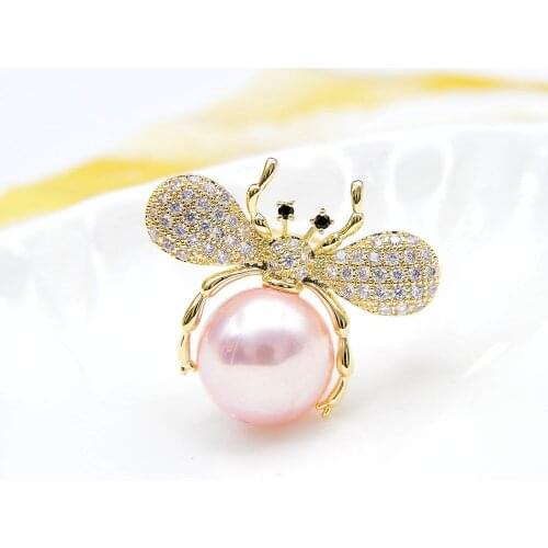 Pink pearl zircon bee brooch badge pin summer anti-glare collar pin clothing accessories corsage brooches jewelry for women