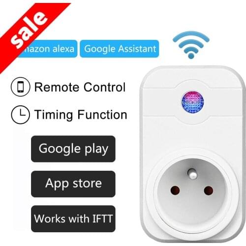 WiFi Smart FR French Type E Plug Switch Outlet Socket Work w/ Alexa Google Home Remote Control