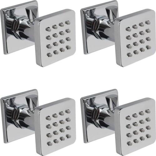 Solid Brass Shower Body Spray Spa Massage Wall Jets, Flow Can Be Controlled, Showerhead Can Swivel (4pcs, Polished Chrom)
