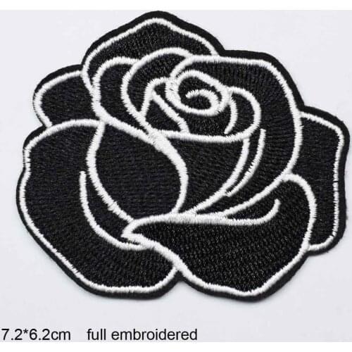 Black Flower Red Rose Embroidered Patch Iron On Patch Clothes Patch For Clothing Woman