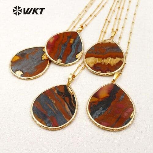 WT-N1103 Hot! Fashion stone necklace water drop shape pendant necklace with 18inch long chain wholesale price women jewelry