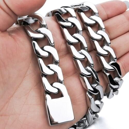 Stainless steel jewelry chain 14mm Boys Mens Chain Silver Tone 316L Stainless Steel Necklace Custom