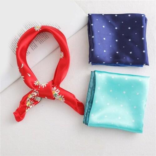 Women Fashion Scarf Silk Small Neck Scarves Floral Hand Kerchief Office Lady Square Hair Ties Bandana Neckerchief Head Scarf