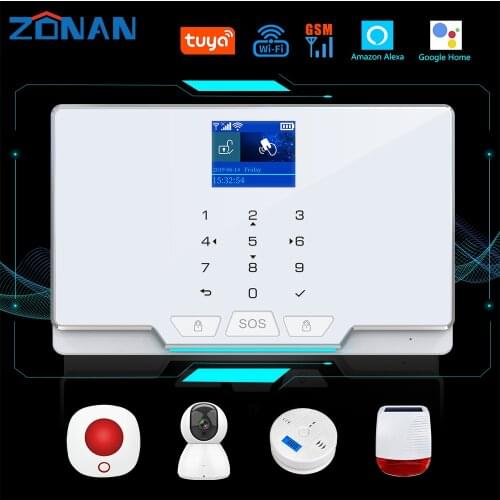 Tuya Smart Wireless Wired 2G Home Burglar Protection Kit With IP Camera,House WIFI GSM Security Alarm System for Google Alexa