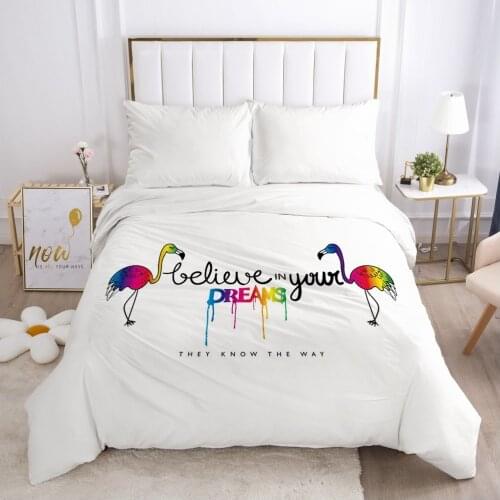 1PCS 3D Duvet Cover with Zipper Comforter/Quilt/Blanket Cover 200x200 260x220 3D Flamingo Bedding Customize any size design