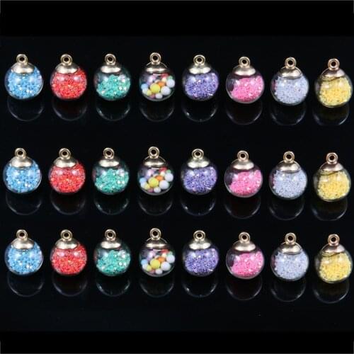 10 Pcs 3D Acrylic Bead Pendant Ball Round Sequins Wrapped Acrylic Pendant Charms for Jewelry Making Necklace Decoration