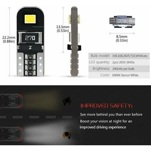 10x T10 Led Canbus W5W Car Interior Light Bulb For Peugeot Partner 2010 2011 206 207 307 SW 607 406 407 308 3008 2011 2012 2008