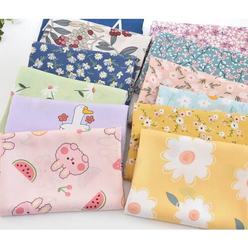 140.x50cm Cartoons Pastoral Floral Summer Poplin rayon Cotton Fabric DIY Childrens Wear Cloth Make Bedding Quilt Decoration