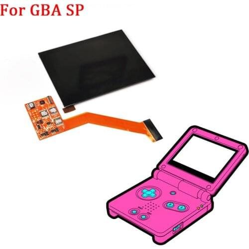 2 in 1 IPS V2 LCD Full Screen Kits for GBA SP IPS V2 LCD Backlight Screen High Brightness LCD Kits with Glass Lens For GBASP