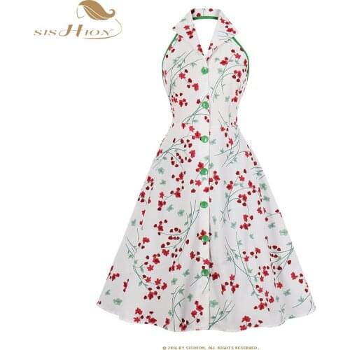 2021 New Casual Women Summer Floral Dress Vestidos Robe Femme VD2069 Sexy Halter Backless White Party Vintage Dress Robe