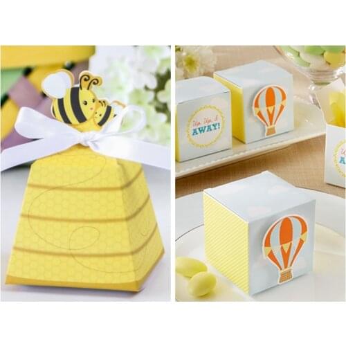 30 Pcs/lot) Baby box of "Sweet as Can Bee" Beehive Favor Boxes for baby showers and Hot Air Balloon baby birthday gift box