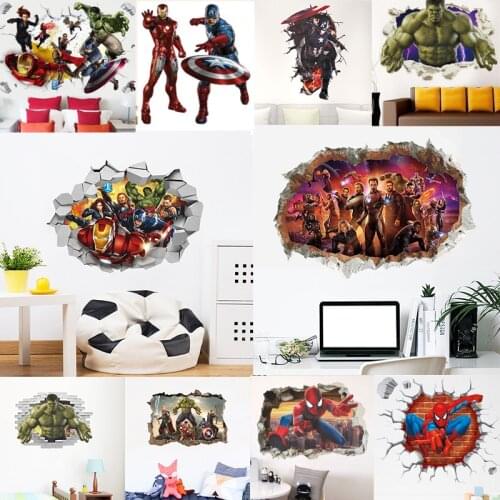 3D Avengers Disney Marvel wall stickers living room bedroom wall decoration Super hero movie poster wall stickers