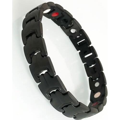 High Quality Black Stainless Steel Bracelets For Men Masuline Health Care 4 In 1 Therapy Magnetic Bangle Hand Chain Male Jewelry