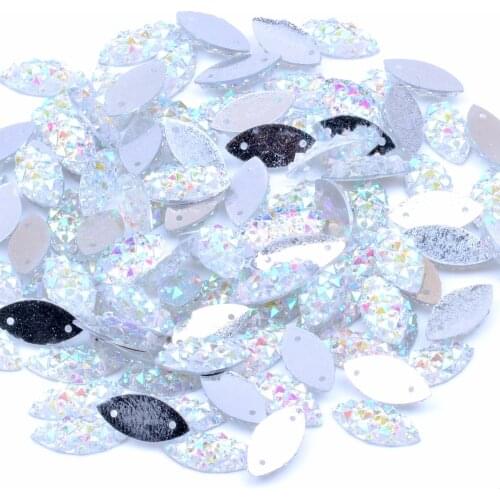 7*15mm 100/500pcs Marquise Shine Crystal AB Color Sew On Rhinestones Sew On Stones Beads for DIY Wedding Garment buttons Jewelry