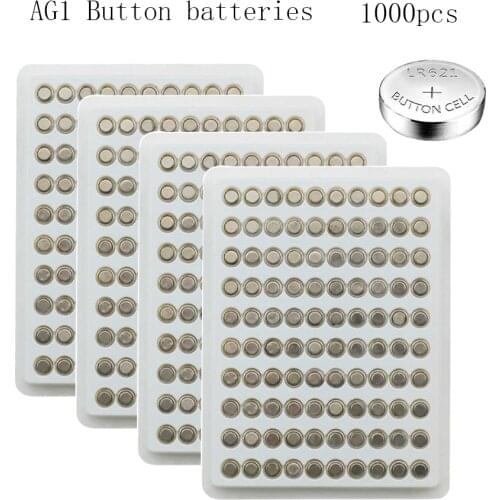 AG1 1000pcs 13mAh AG 1 Battery 1.55V Alkaline Button Coin Cell Batteries 364 SR621SW LR621 621 LR60 CX60 for Watch Toy