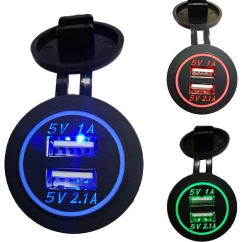 MOJOYCE Car USB Power Socket Adapter Cigarette Lighter Waterproof Dual USB Charger 3.1A for 12-24V Car Boat Marine Motorcycle