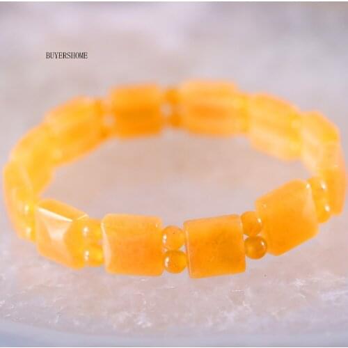 Free Shipping Natural Yellow Stone Beads Handmade Jewelry For Women Stretch Bracelet 7" 1Pcs H455