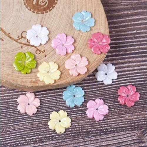 50pcs/lot new 15mm acrylic loose beads resin flower beads for diy craft hair clip Hairpin jewelry making accessories material