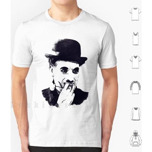 Chaplin T Shirt Big Size 100% Cotton Chaplin Charlot Hat Moustache Homeless Classic Classic Cinema Movie Black And White Mute