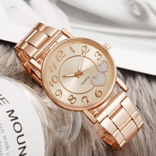 Hot Women Watches Diamond Love Heart Dial Quartz Watch Montres Femmes Stainless Strap Watch New Year Gift For Women Girls