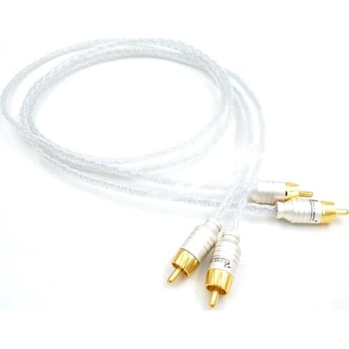 HIFI Pair HIFI RCA Cable Audio Cable 7N OCC Silver Plated Interconnect Cable With Carbon Fiber Gold Plated RCA