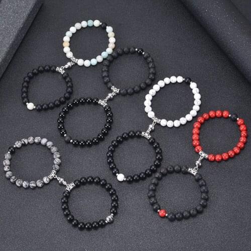 HIYONG Fashion Lava Rock Bracelet Red Turquoises Couple Bracelets Magnets Natural Stone Bracelet Jewelry Gift 2021 New Design