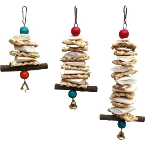 Parrot Teeth Grinding Toys Bird Squirrel Calcium Stone Cuttlefish Bone with Bell Random Colors Parrot Training Toys