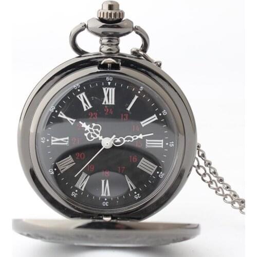 Classic Black Roman Dial Flip Quartz pocket watch Men and Women Christmas Gift Watch 50pcs/lot Wholesale