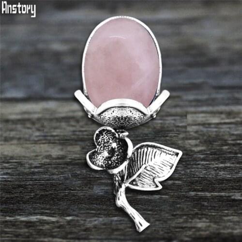 Quartz Tiger Eye Lapis Lazuli Rose Flower Brooches For Women Vintage Left Natural Stone Unakite Fashion Brooch BR27