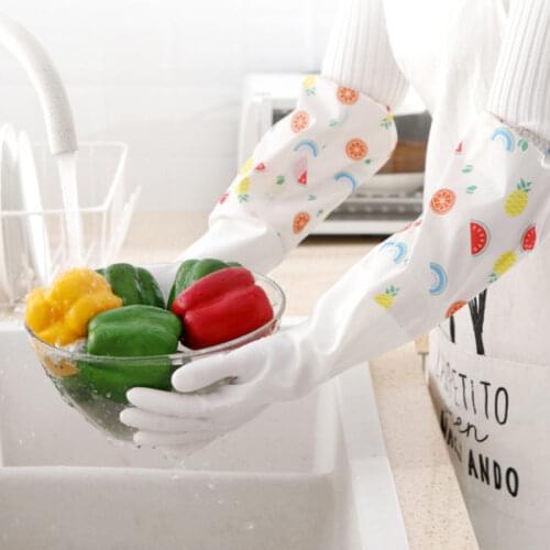 Kitchen Cleaning Latex Gloves Household Warm Durable Waterproof Dishwashing Glove Water Dust Stop Cleaning Rubber Tools U3