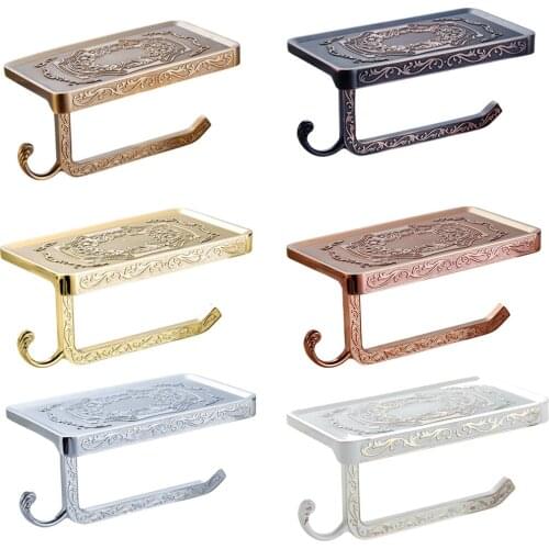 Leyden Zinc-Alloy Brushed/Gold/ORB Carved Wall Mounted Toilet Paper Holder Bathroom Mobile Holder Toilet Paper Clothes Rack