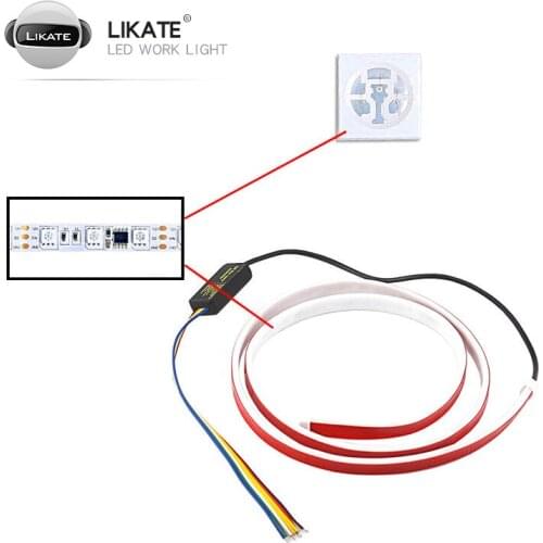 LKT 1pcs Car Rear Trunk Lights Multicolor RGB Colorful Tail box Light LED Warning Lamp Turn Signal Streamer Strips Light