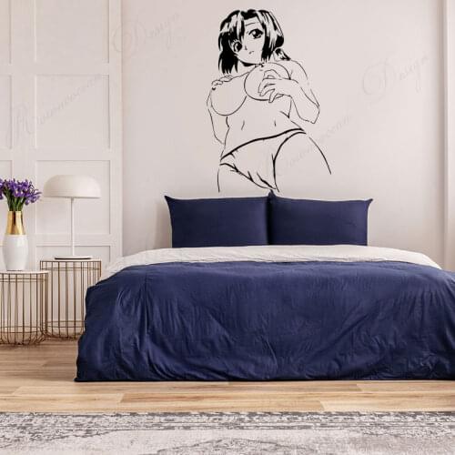 Cute Sexy Girl Beautiful Naked Vinyl Wall Stickers Home Decor For Boys Room Teens Bedroom Manga Anime Woman Decals Murals 4415