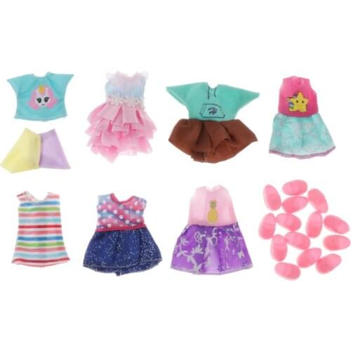 Fashion Princess Dress for Mini Dolls 6 inches Collection - Exquisite Workmanship, Elegant Designed - Girls Gift Set (Pack of 8)