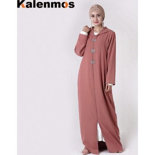 Muslim Dress Moroccan Hat Rhinestones Plus Size Open Abaya Long Robes Tunic Middle East Ramadan Arab Winter Islamic Clothing