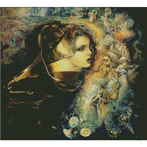 Music Memory Top Quality Scenery Embroidery Needlework 14CT Unprinted Cross Stitch Kits DIY Art Handmade Home Decor