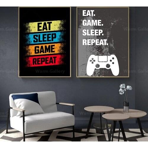 Game Repeat Gaming Wall Art Canvas Poster Gamer Art Canvas Painting Poster And Prints For Boys Room Decorative Picture Playroom