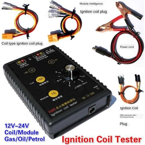 New Arrival! IG80 Automobile Ignition Coil Detector Tester Natural Gas 24V Gasoline 12V Ignition Coil Test