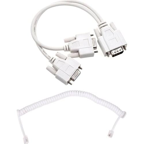 New 1 PC To 2 Monitors Splitter Cable For VGA Video & 1.5M 4.9Ft White Stretchy RJ9 4P4C Handset Telephone Coiled Cable
