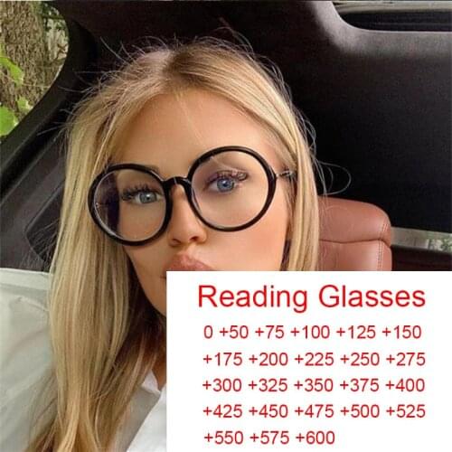 Round Reading Glasses Small Fashion Anti Blue Light Glasses Computer Presbyopia Eyewear Black Eyeglasses For Women Men +2.5 Bril
