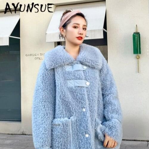 Real Fur Coat Women Clothes 2020 Korean 100% Wool Jacket Winter Coat Women Sheep Shearing Real Fur Jacket Warm Coat P9039 YY1843