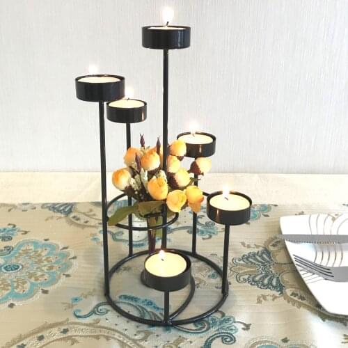 Nordic Style Candle Holders Metal Geometric Christmas Decorations Candlestick Home Black Suporte Velas Table Centerpiece AC50CH