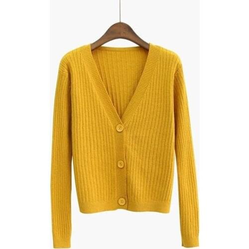 Casual Cardigan blouse womens autumn style coat loose gentle wind short V-neck sweater ladies solid color casual Harajuku sweat