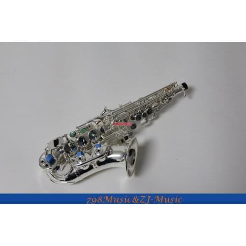 Professional Silver Nickel Soprano Saxophone Eb sax Black Shell Key High F# W/Case FREE LORICO Saxophone Ring Mute L-RS