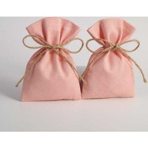 50pcs Pink Cotton Bag Small Jewelry Bag Pouches for Wedding Christmas Party Candy Gift Bag Jewelry Organizer Can Custom Logo