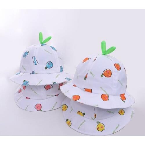 Lovely Fruit Printing Spring Summer Thin Baby Fishermen Hats Cotton Sun Hats For Kids Boys Girls Bucket Hats Beach Caps